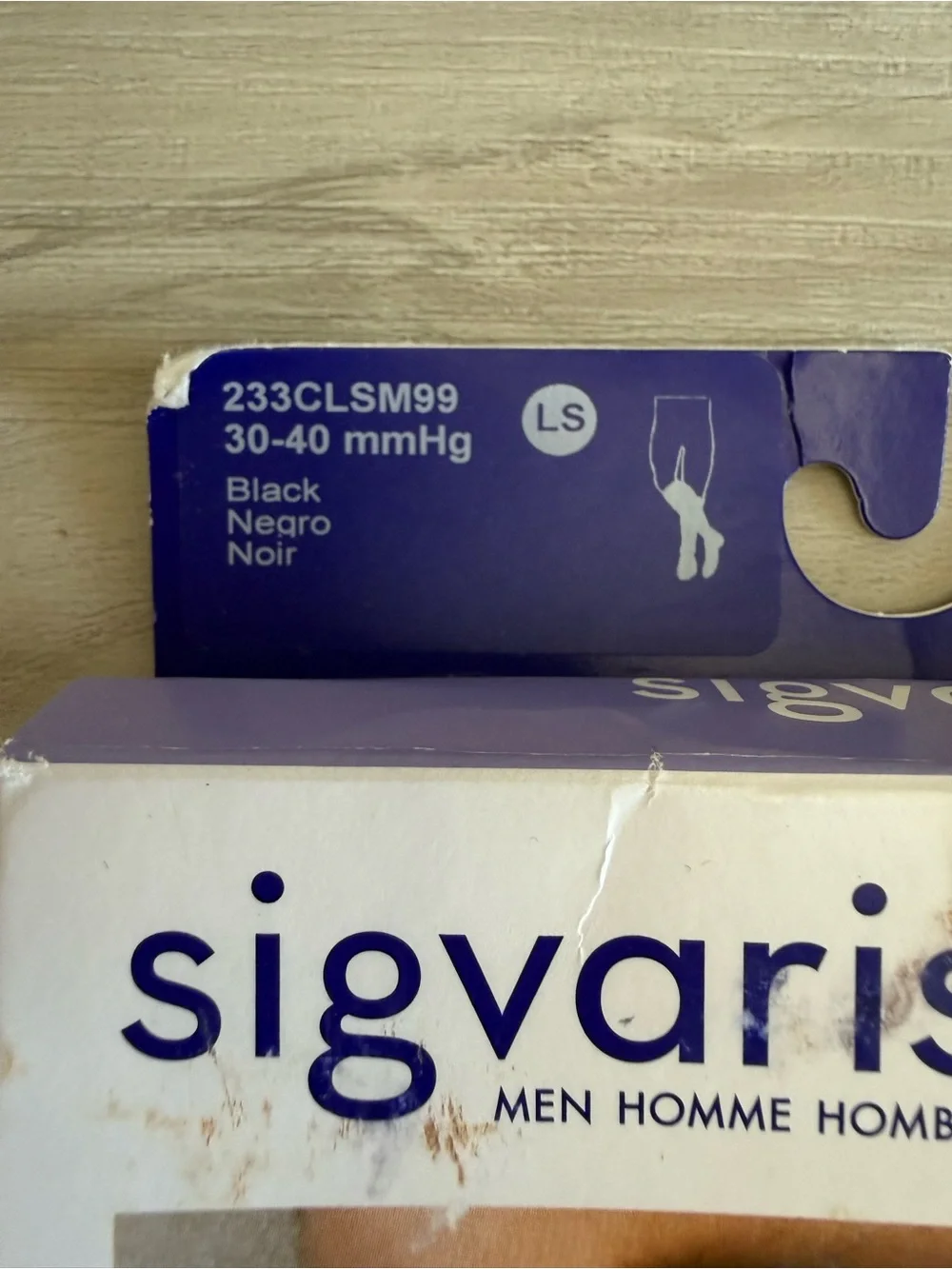 Sigvaris Essential Cotton Calf Compression Socks Black Sz Large Short NWT IN PKG